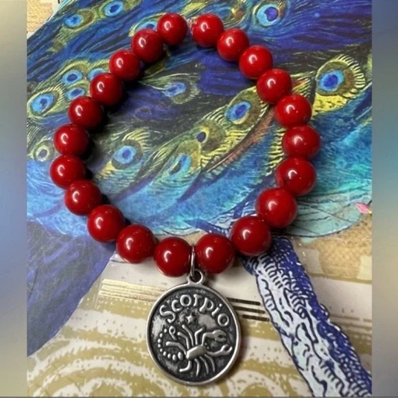 Scorpio Red Jasper Handmade Stretchy Bracelet - Picture 1 of 1